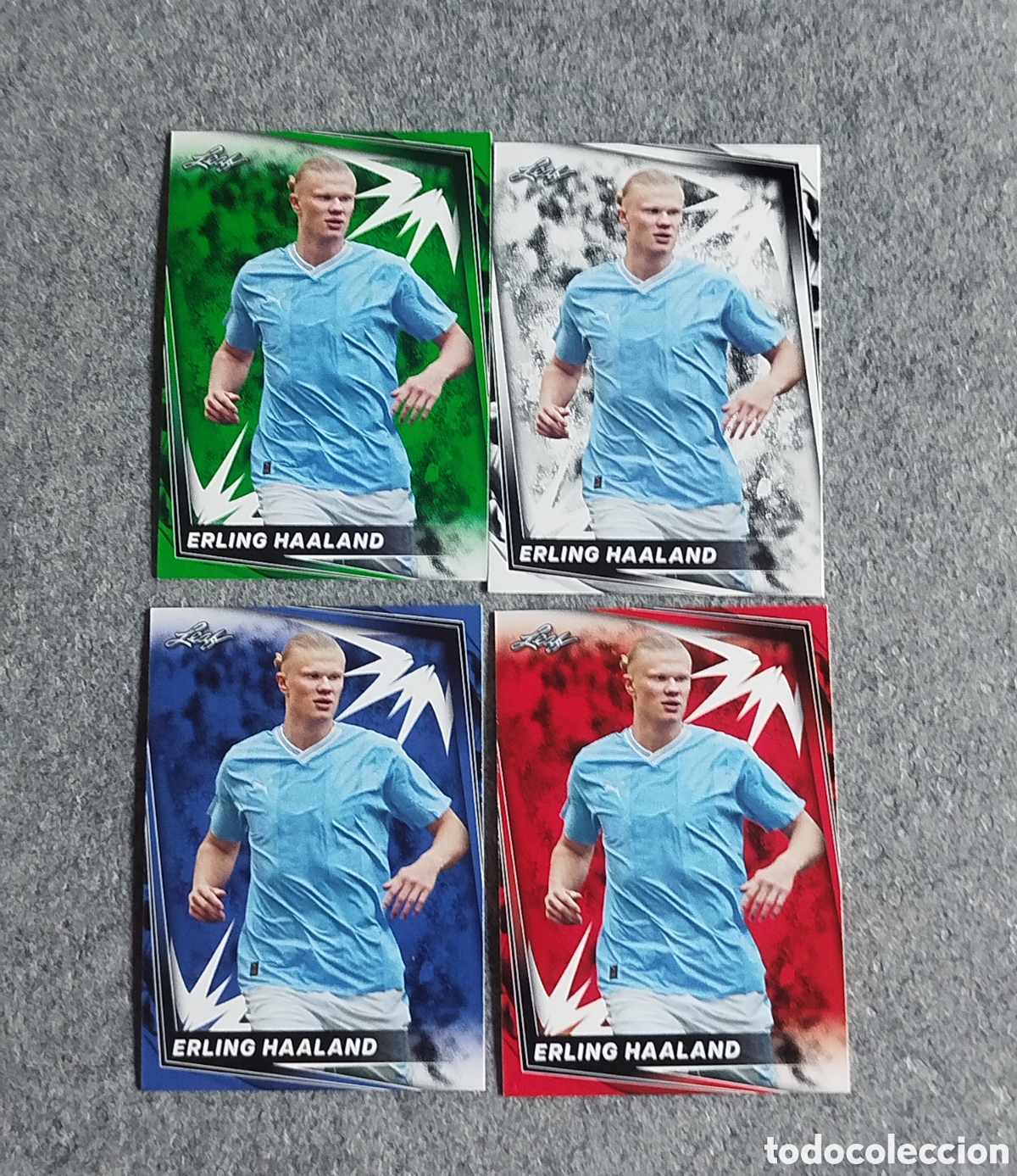 Cromos de f&uacute;tbol: LEAF HAALAND LOTE 4 TRADING CARDS CROMOS NO TOPPS NO PANINI FUTBOL 4 FONDOS DIFERENTES