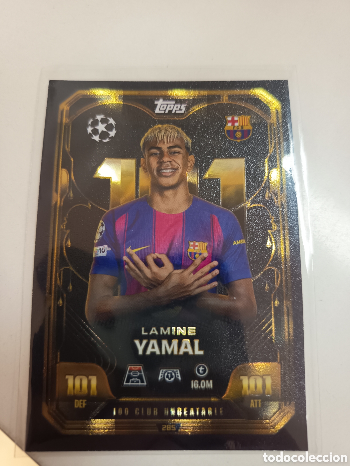 Cromos de f&uacute;tbol: 100 CLUB 285 LAMINE YAMAL MATCH ATTAX EXTRA 2025 2026