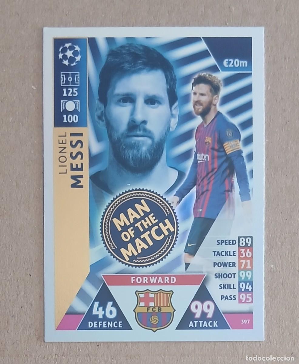 Cromos de f&uacute;tbol: CROMO n&ordm; 397 MESSI BARCELONA MAN OF THE MATCH TOPPS MATCH ATTAX CHAMPIONS 2018-2019. Nuevo.