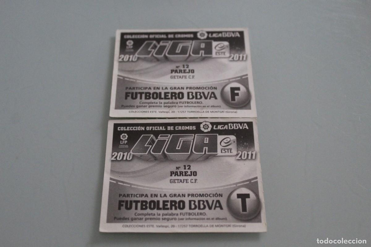 Cromos de f&uacute;tbol: ESTE 10 11 PAREJO DOBLE TRASERA
