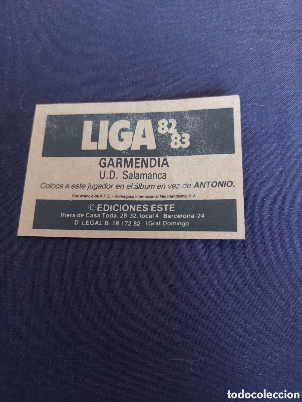 Cromos de f&uacute;tbol: Garmendia coloca salamanca 82/83