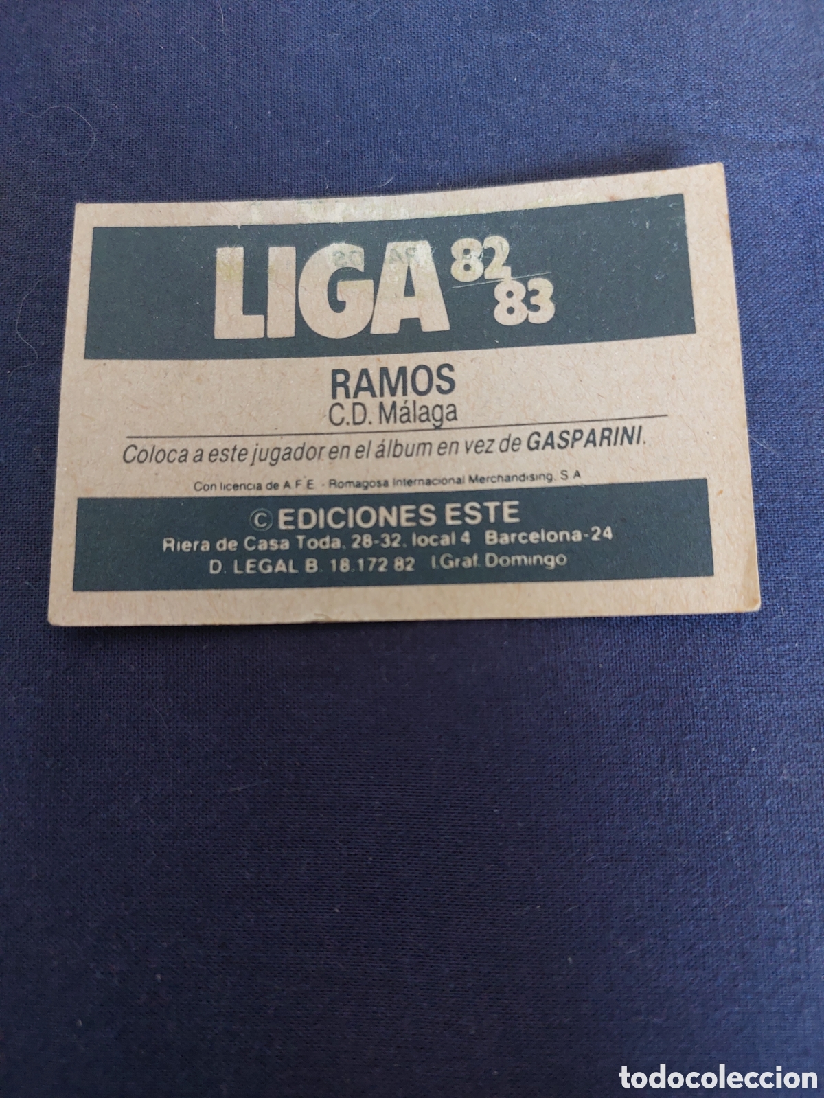Cromos de f&uacute;tbol: Ramos coloca malaga 82/83