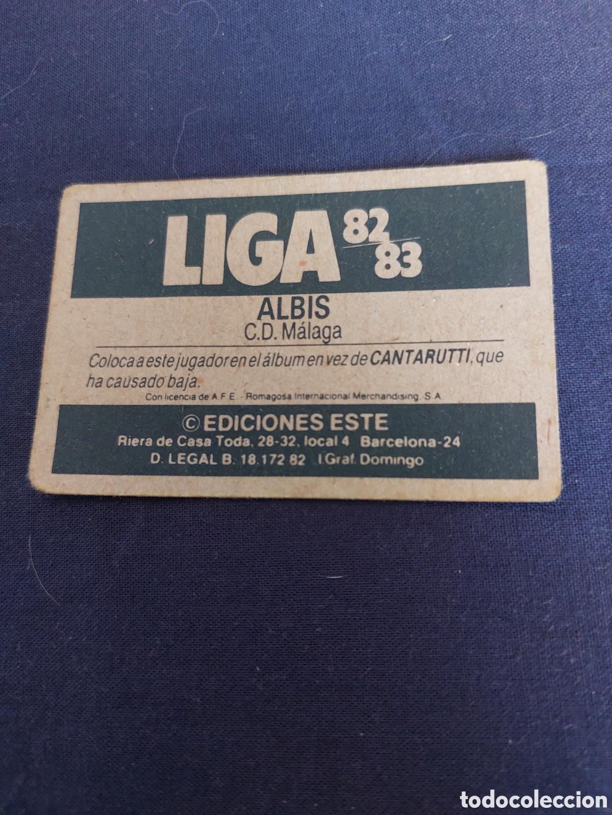 Cromos de f&uacute;tbol: Albis coloca malaga 82/83