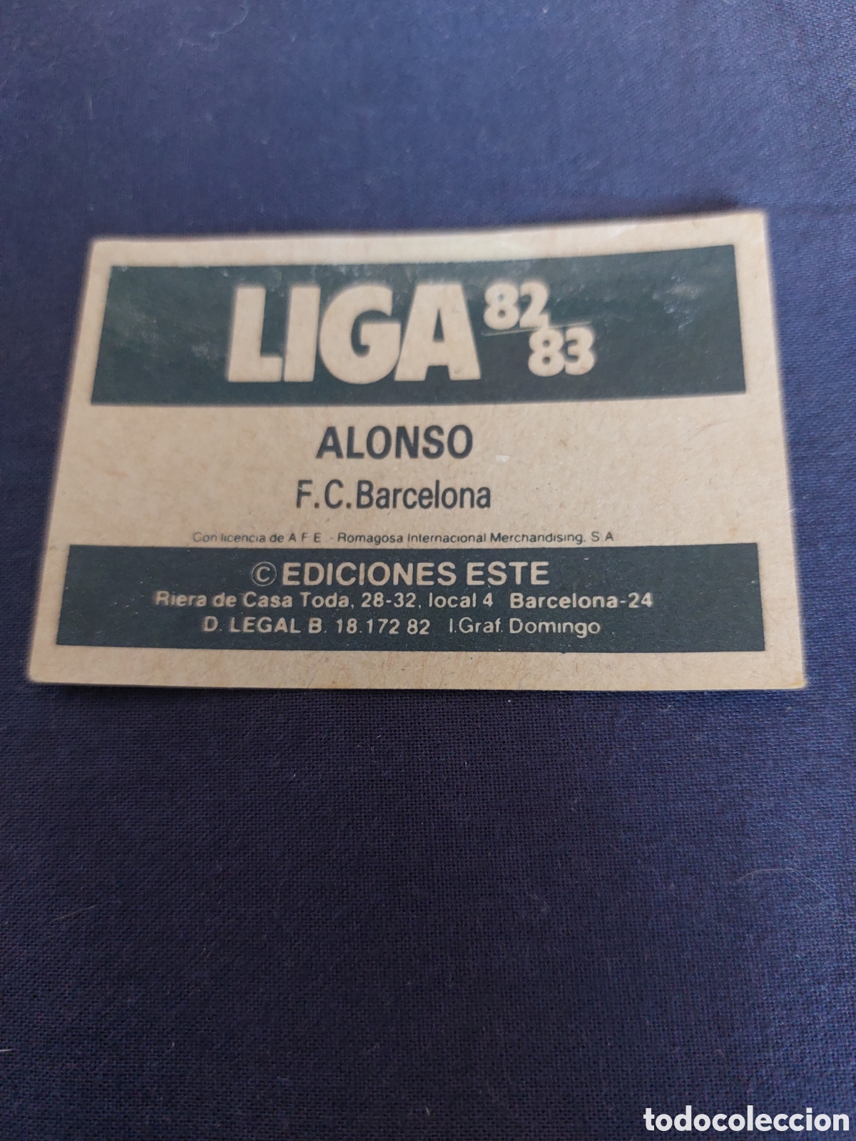 Cromos de f&uacute;tbol: Alonso barcelona 82/83