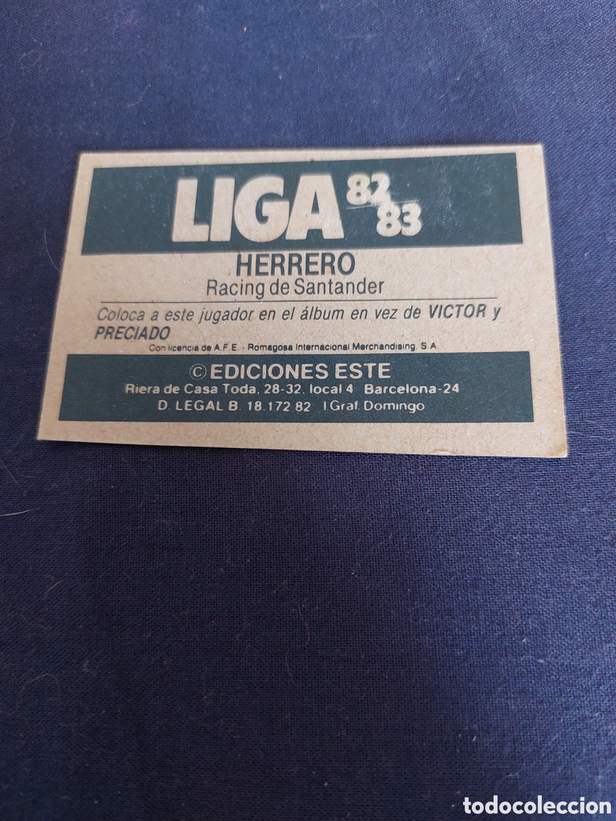 Cromos de f&uacute;tbol: Herrero coloca racing santander 82/83