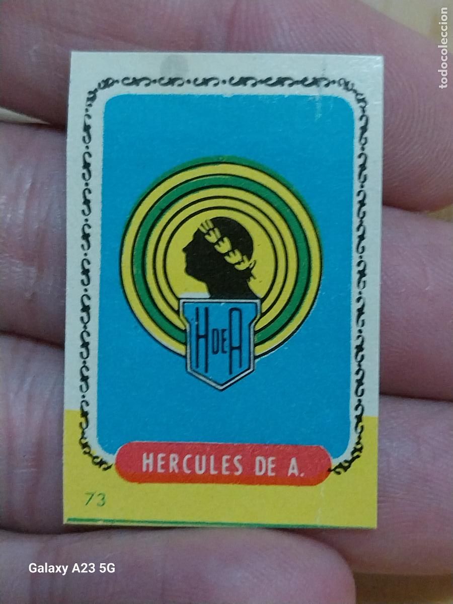 Cromos de f&uacute;tbol: HERCULES ESCUDO ED BRUGUERA CAMPEONES ESTE A&Ntilde;O 1955 55 56 CROMO 73 ORIGINAL SIN PEGAR NUNCA