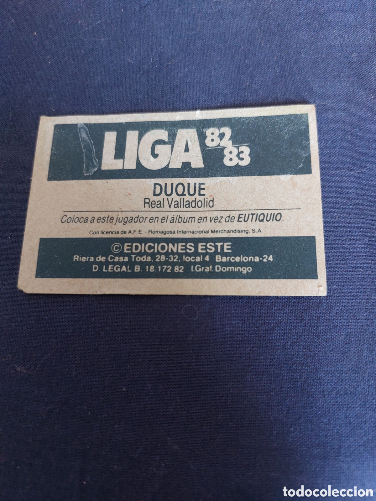 Cromos de f&uacute;tbol: Duque coloca valladolid 82/83