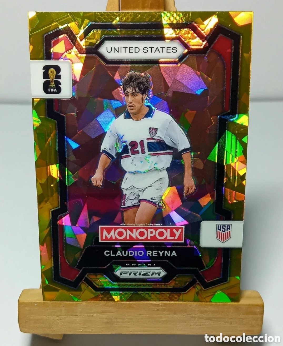 Cromos de f&uacute;tbol: CLAUDIO REYNA 2026 USA GOLD CRACKED ICE MONOPOLY PRIZM PANINI.
