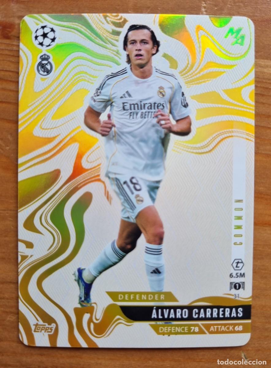 Cromos de f&uacute;tbol: 31 &Aacute;lvaro CARRERAS (Real Madrid CF). Match Attax 2025 2026 25 26 Madness (Topps)
