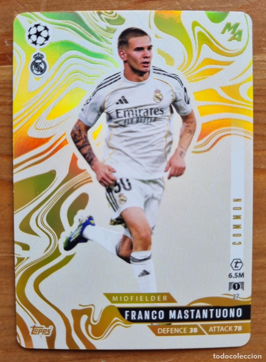 Cromos de f&uacute;tbol: 27 Franco MASTANTUONO (Real Madrid CF). Match Attax 2025 2026 25 26 Madness (Topps)