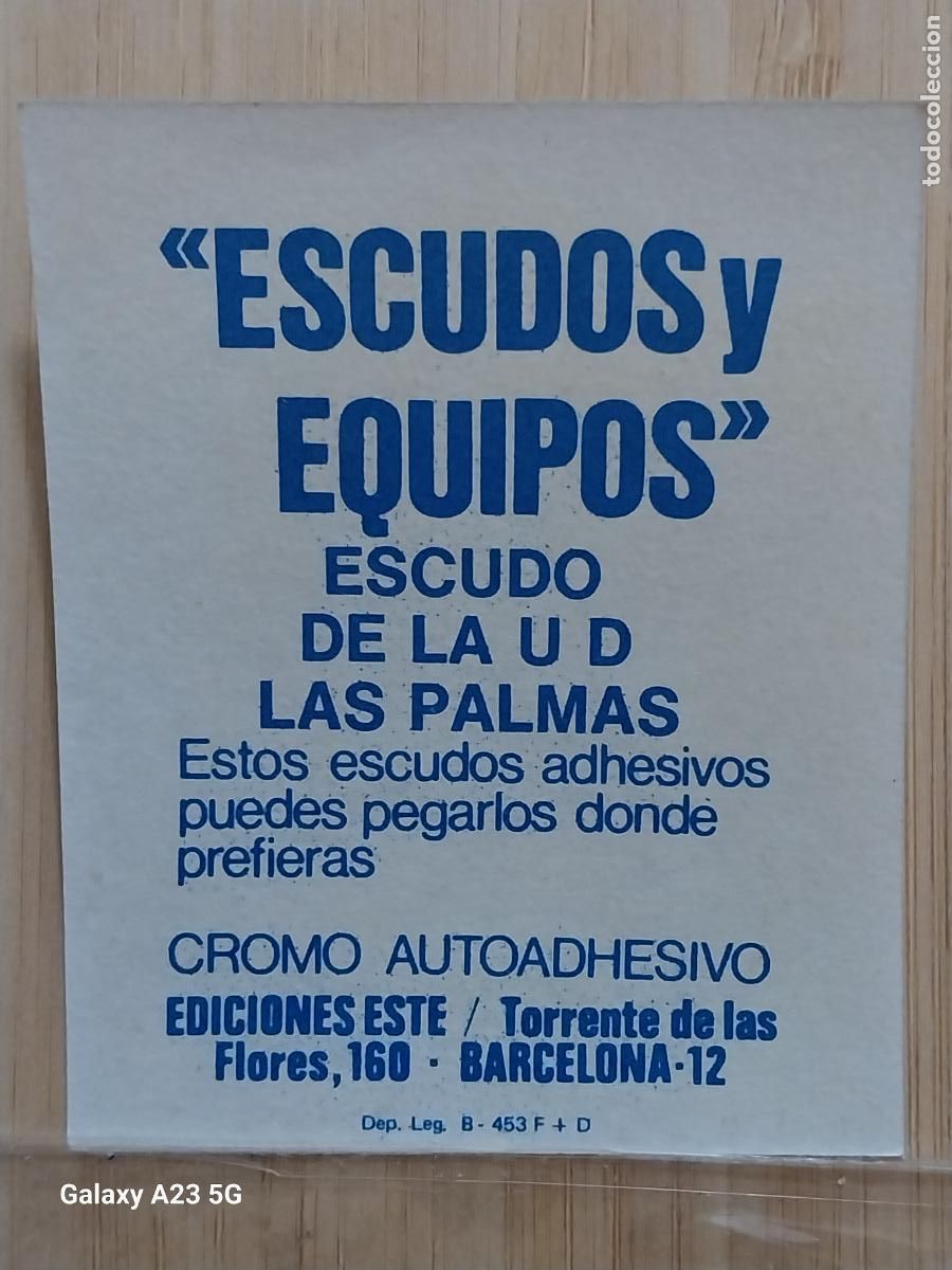 Cromos de f&uacute;tbol: LAS PALMAS ESCUDO TRASERA ED ESTE 1976 76 77 1977 ESCUDOS Y EQUIPOS FALTA CROMO SOLO TRASERA