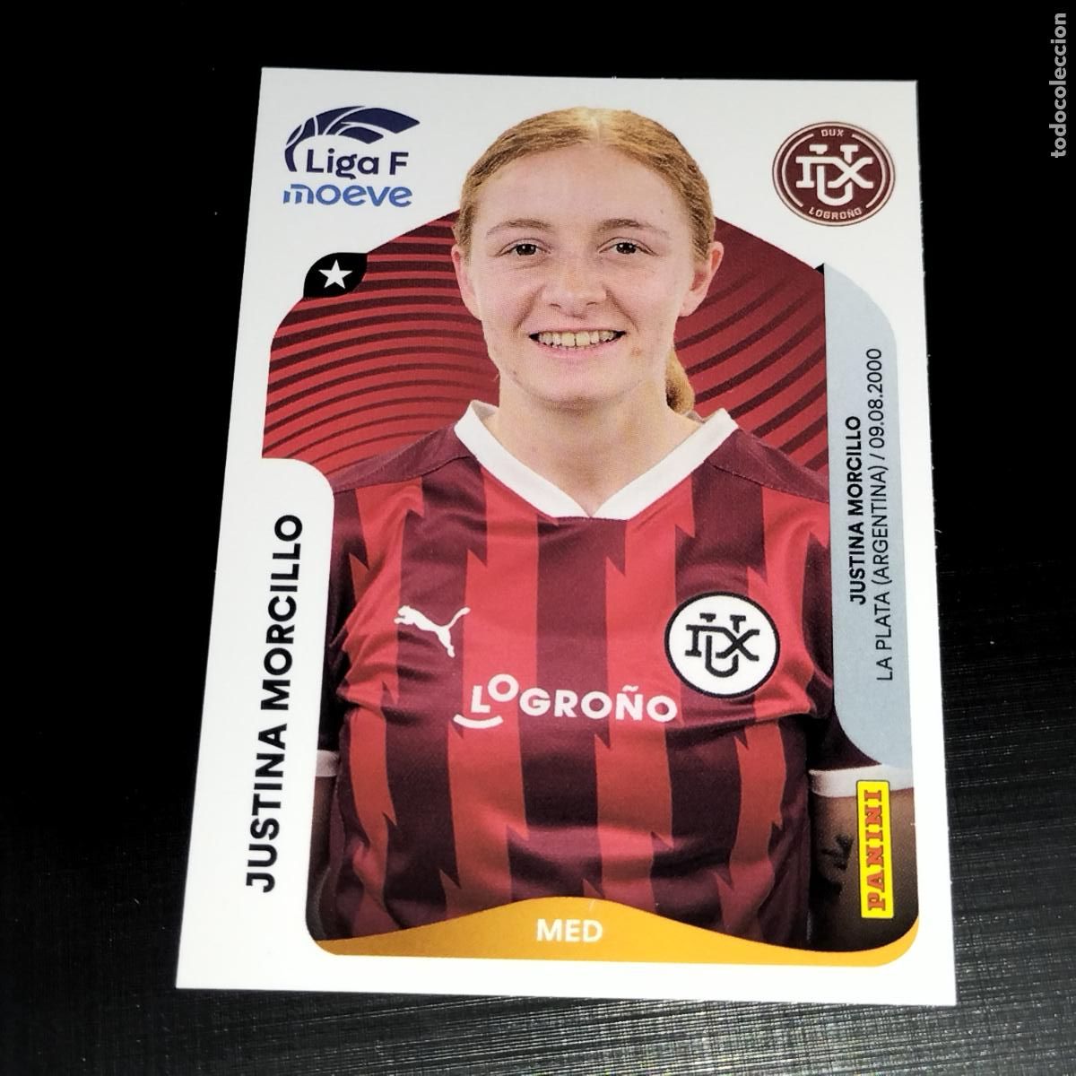 Football Stickers: 156 B JUSTINA MORCILLO DUX LOGRO&Ntilde;O CROMOS LIGA F MOEVE FEMENINA PANINI 2025 2026 25 26