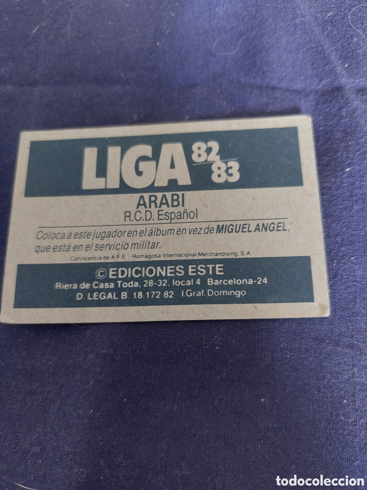 Cromos de f&uacute;tbol: Arabi coloca espa&ntilde;ol 82/83