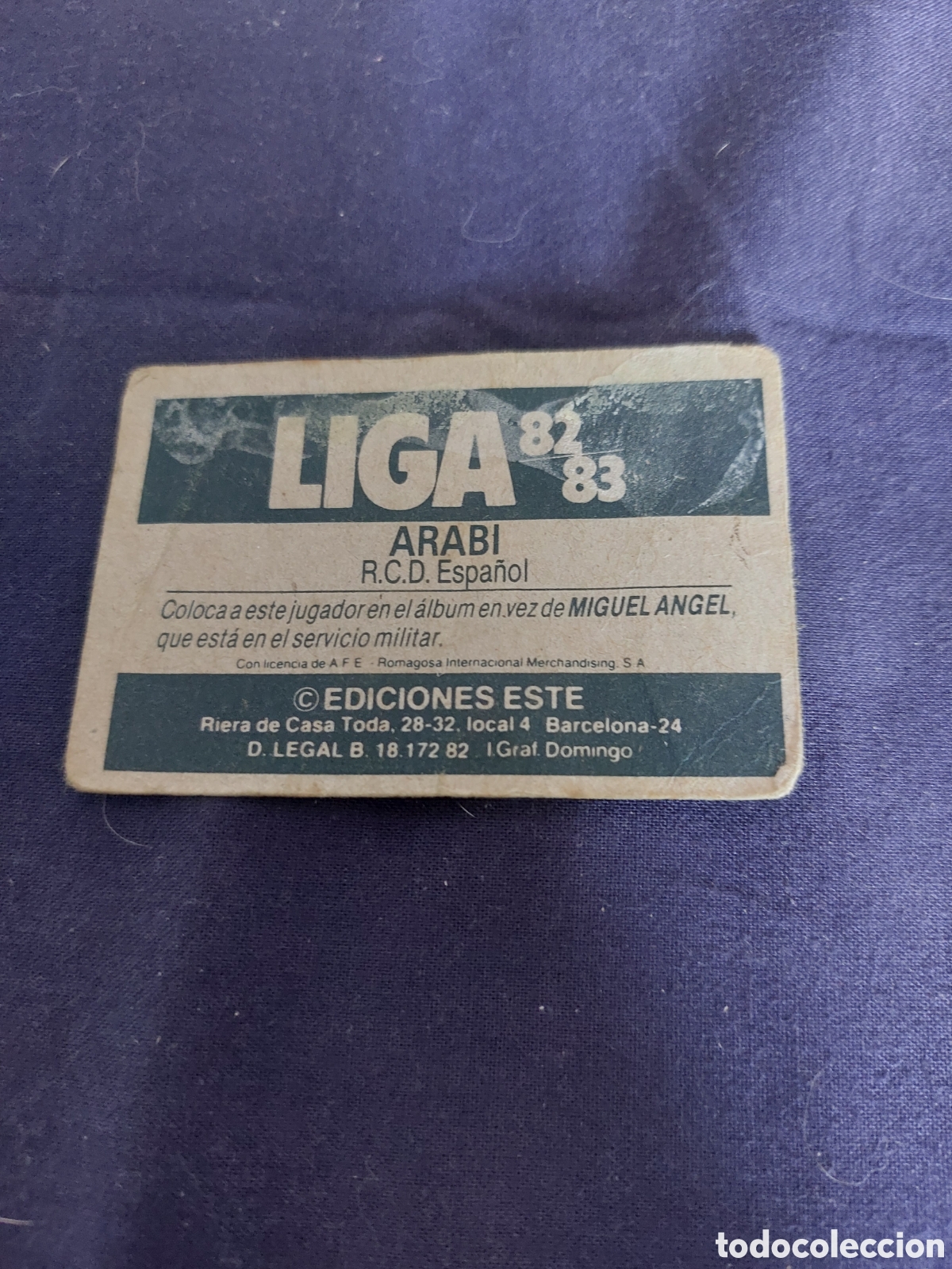 Cromos de f&uacute;tbol: Arabi coloca 82/83 Espa&ntilde;ol