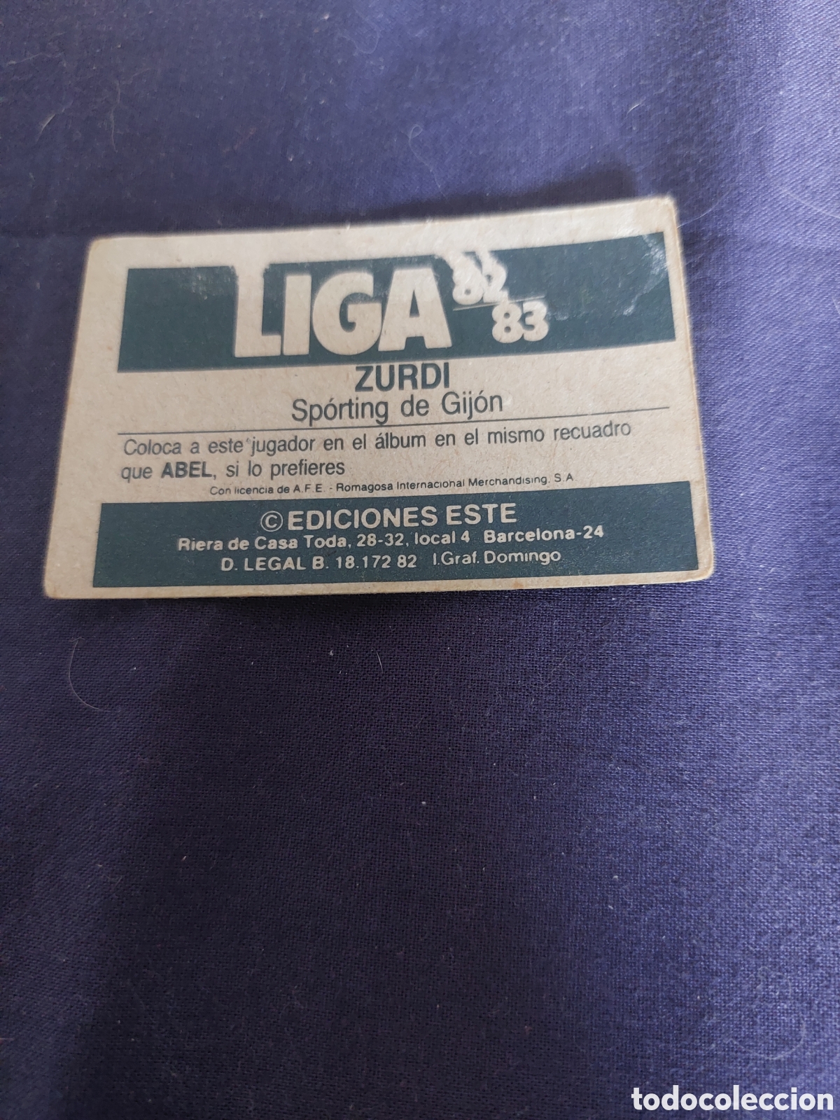 Cromos de f&uacute;tbol: Zurdi coloca gijon 82/83