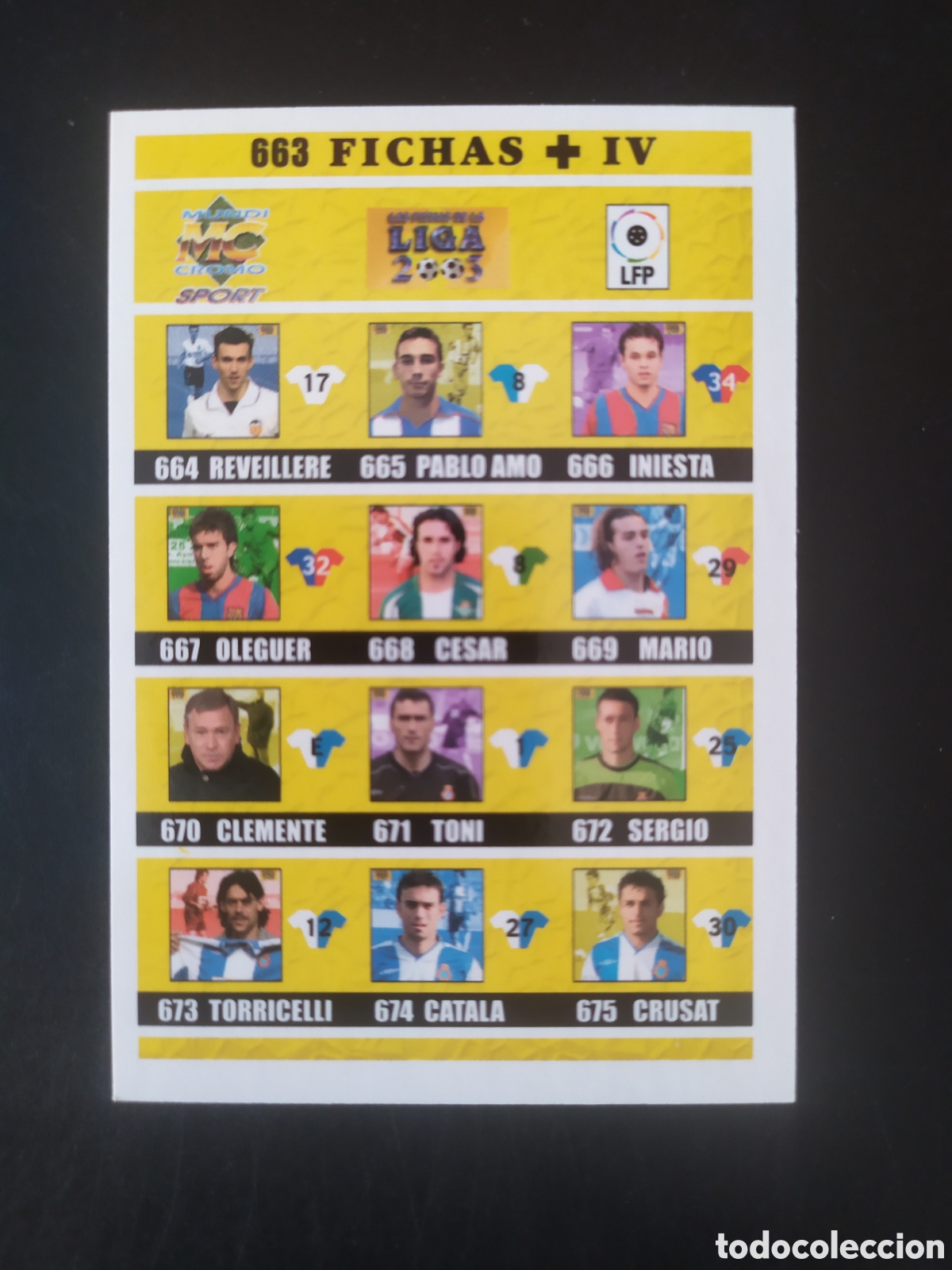Cromos de f&uacute;tbol: Mundicromo fichas Liga 2002 2003 02 03 indice fichas + IV n&deg; 663