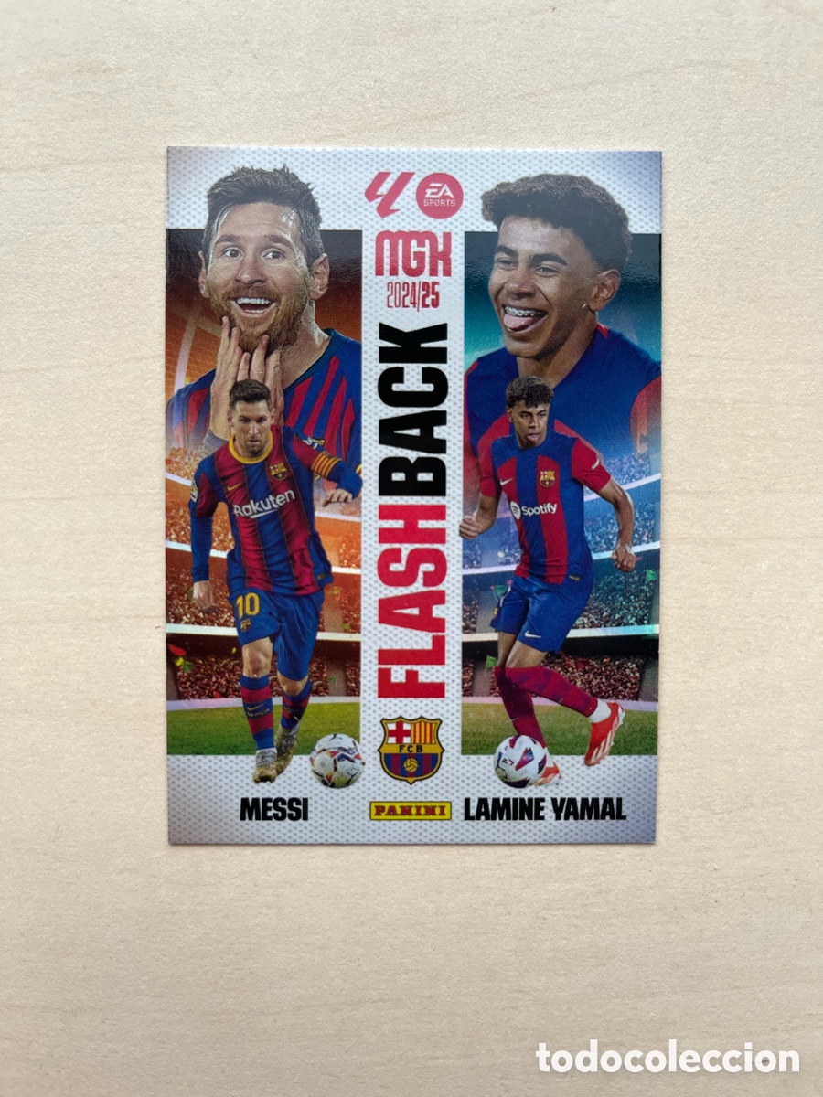 Cromos de f&uacute;tbol: Messi & Lamine Yamal Flashback Megacracks 2024-25 - FC Barcelona