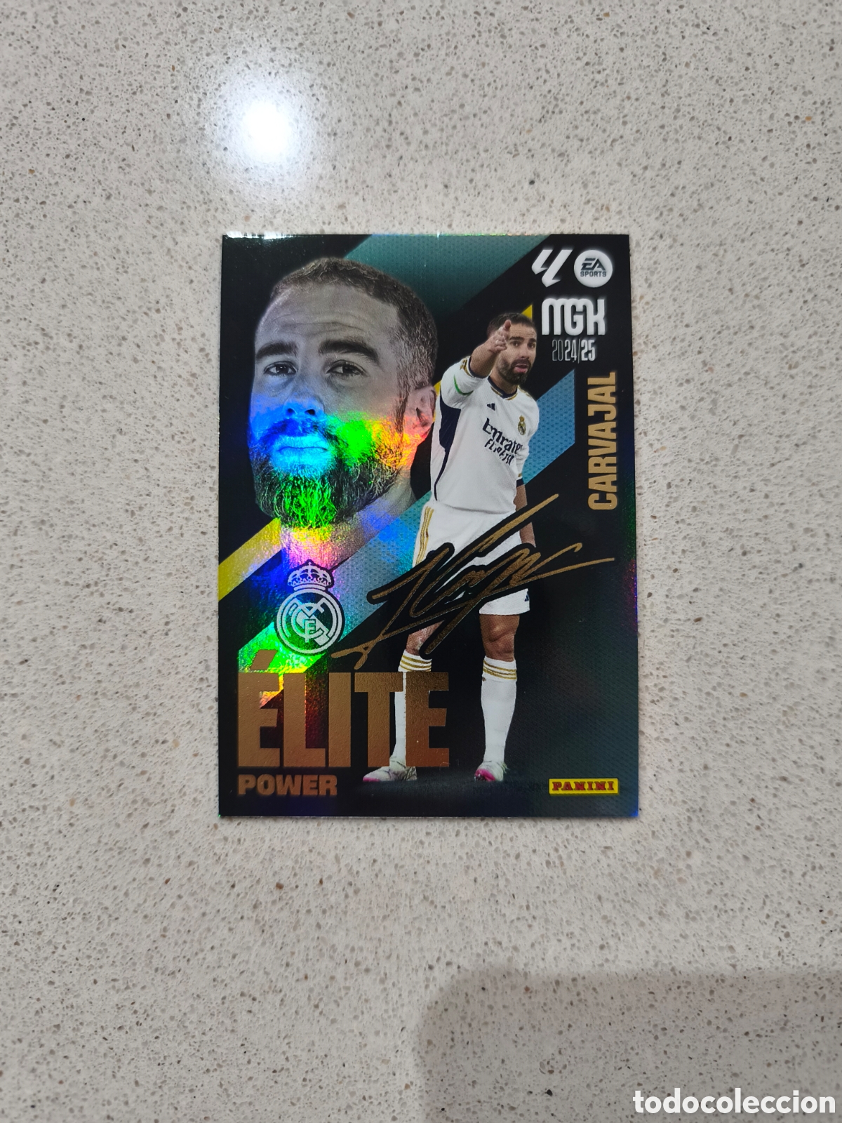 Cromos de f&uacute;tbol: CARTA N&Uacute;MERO P 2 &Eacute;LITE POWER CARVAJAL REAL MADRID. MEGACRACKS 24/25. PANINI.