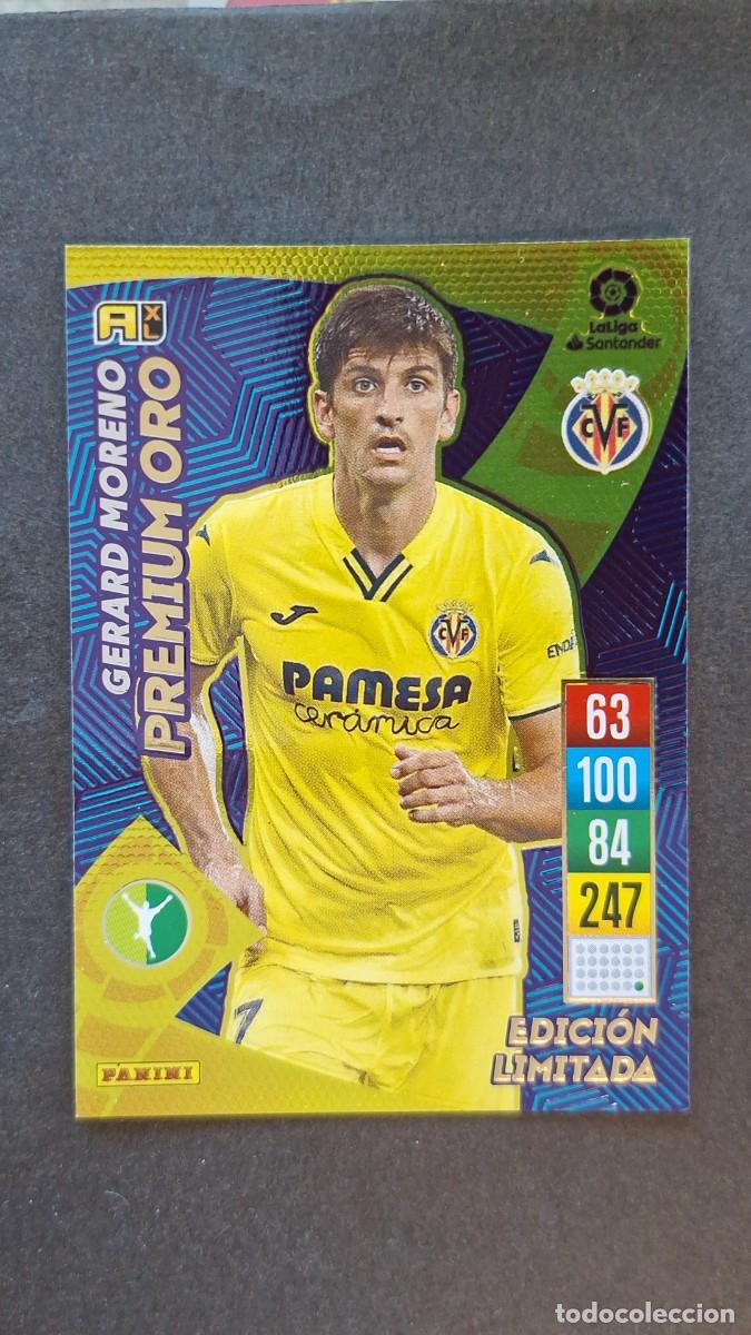 Cromos de f&uacute;tbol: L1 GERARD MORENO VILLARREAL C. F. PREMIUM ORO EDICION LIMITADA PANINI ADRENALYN XL 2021 2022
