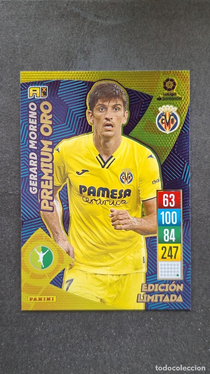 Cromos de f&uacute;tbol: L1 GERARD MORENO VILLARREAL C. F. PREMIUM ORO EDICION LIMITADA PANINI ADRENALYN XL 2021 2022 21 22