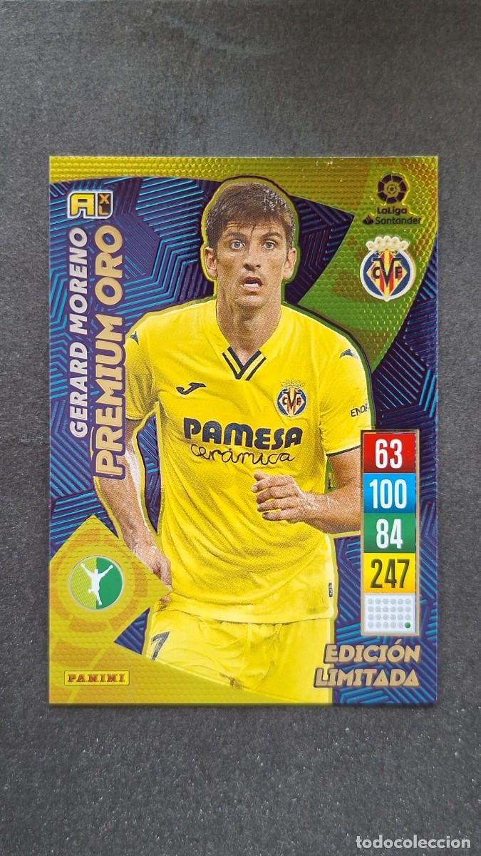 Cromos de f&uacute;tbol: L1 GERARD MORENO VILLARREAL C. F. PREMIUM ORO EDICION LIMITADA PANINI ADRENALYN XL 2021 2022 21 22