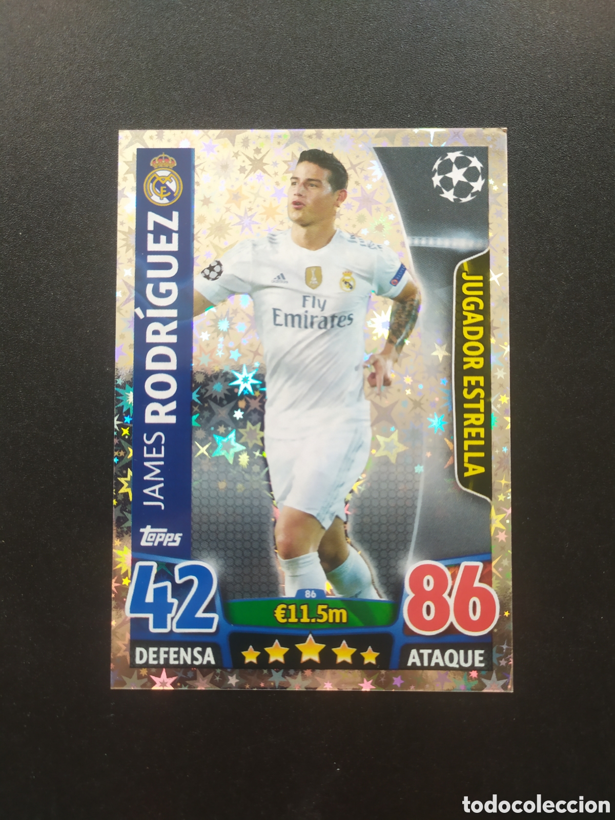 Figurine di Calcio: UEFA Champions match attax topps 2015 2016 15 16 James Rodr&iacute;guez jugador estrella n&deg; 86 Real Madrid