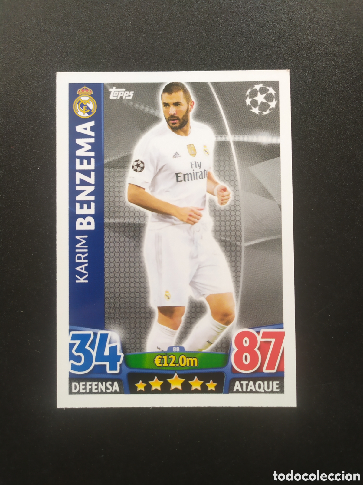 Figurine di Calcio: UEFA Champions match attax topps 2015 2016 15 16 Benzema n&deg; 88 Real Madrid
