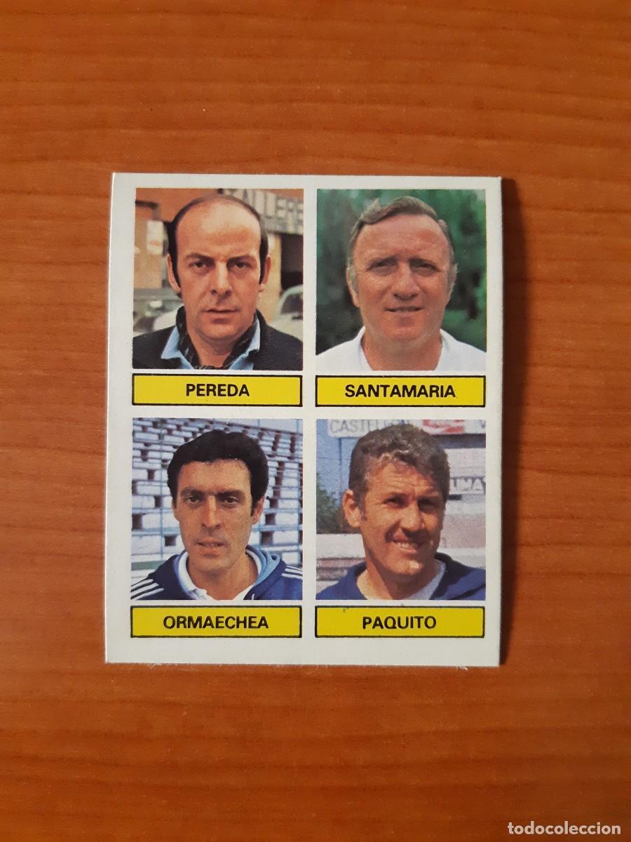 Football Stickers: Entrenadores Pereda- Santamar&iacute;a- Ormaechea- Paquito Liga 81-82 ESTE. Nunca pegado, sin pegar