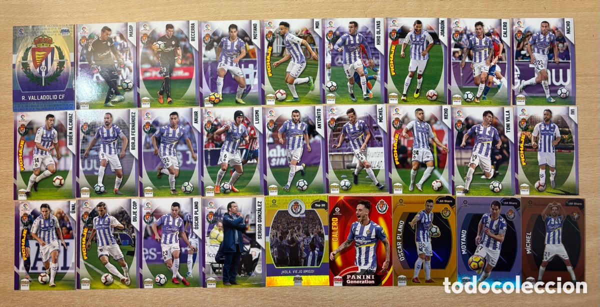 Football Stickers: 27 cromos Real Valladolid CF Megacracks 2018-19 con Fichajes y All Stars