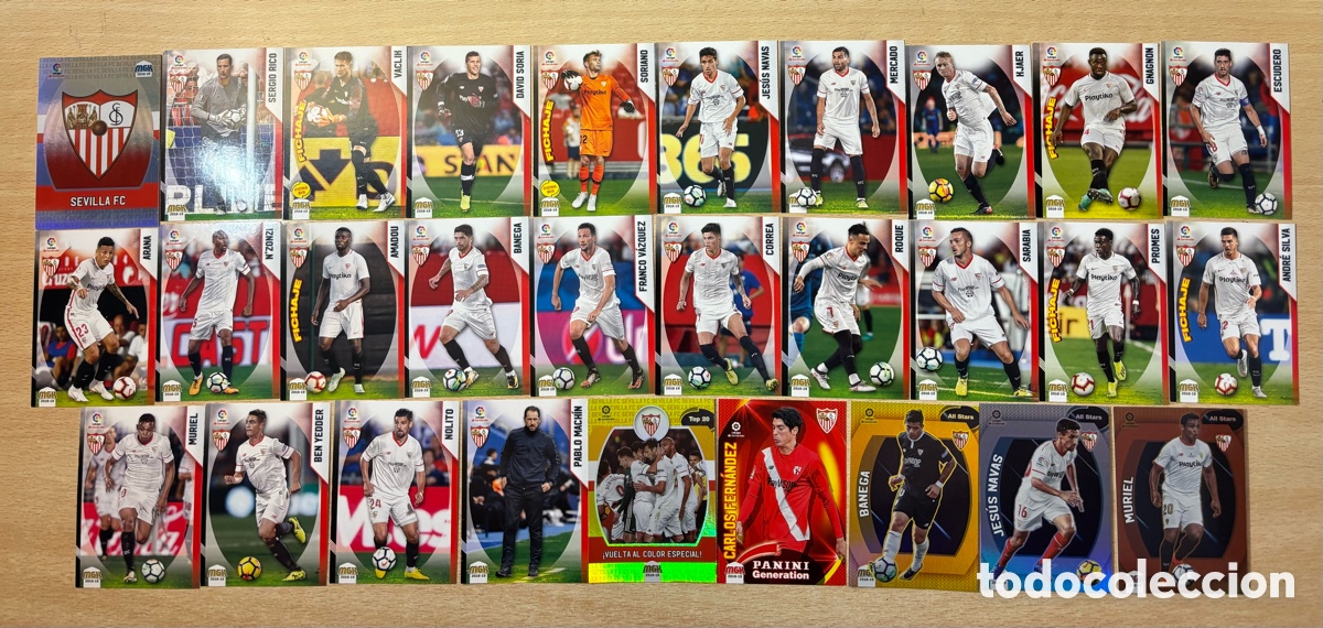 Football Stickers: 29 cromos Sevilla FC Megacracks 2018-19 con Fichajes y All Stars