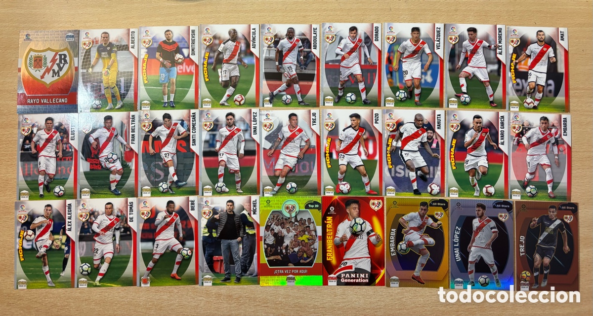 Cromos de f&uacute;tbol: 27 cromos Rayo Vallecano Megacracks 2018-19 con Fichajes y All Stars