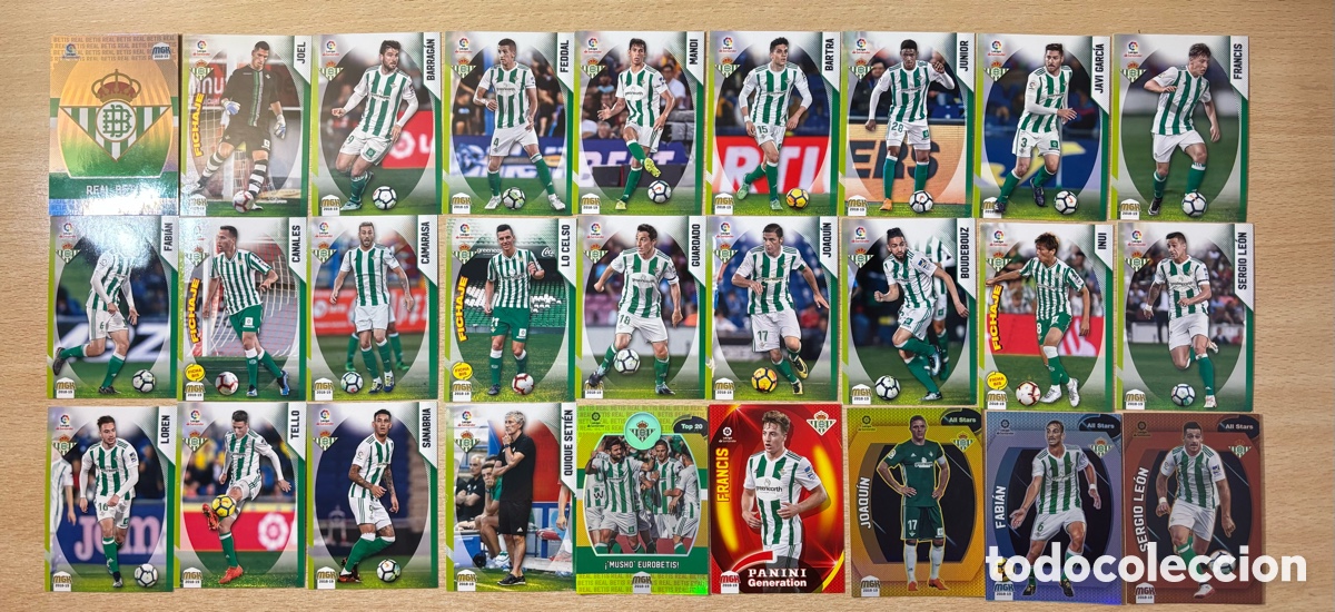 Cromos de f&uacute;tbol: 27 cromos Real Betis Megacracks 2018-19 con fichajes y All Stars