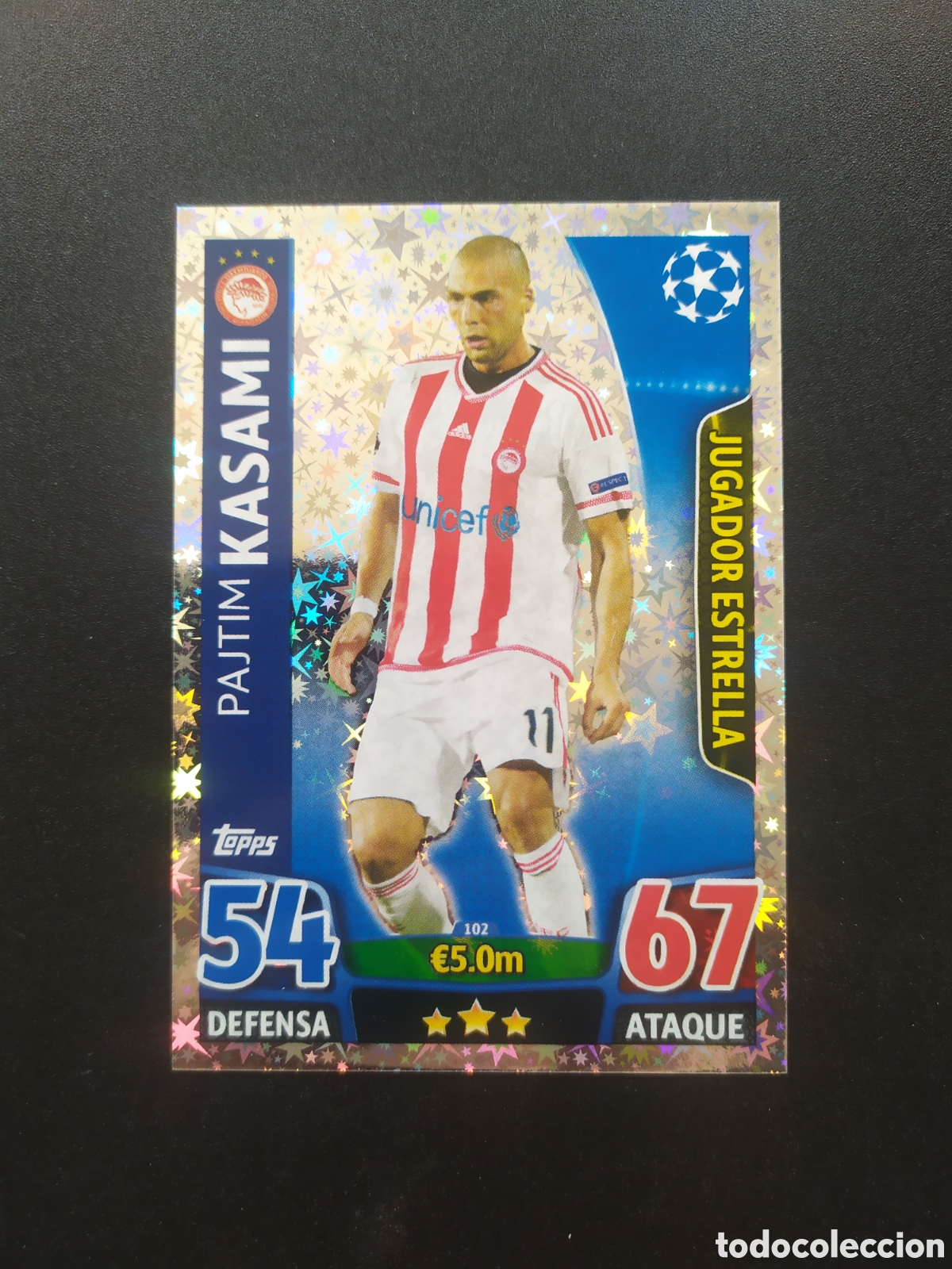 Cromos de f&uacute;tbol: UEFA Champions match attax topps 2015 2016 15 16 Kasami jugador estrella n&deg; 102 Olympiacos