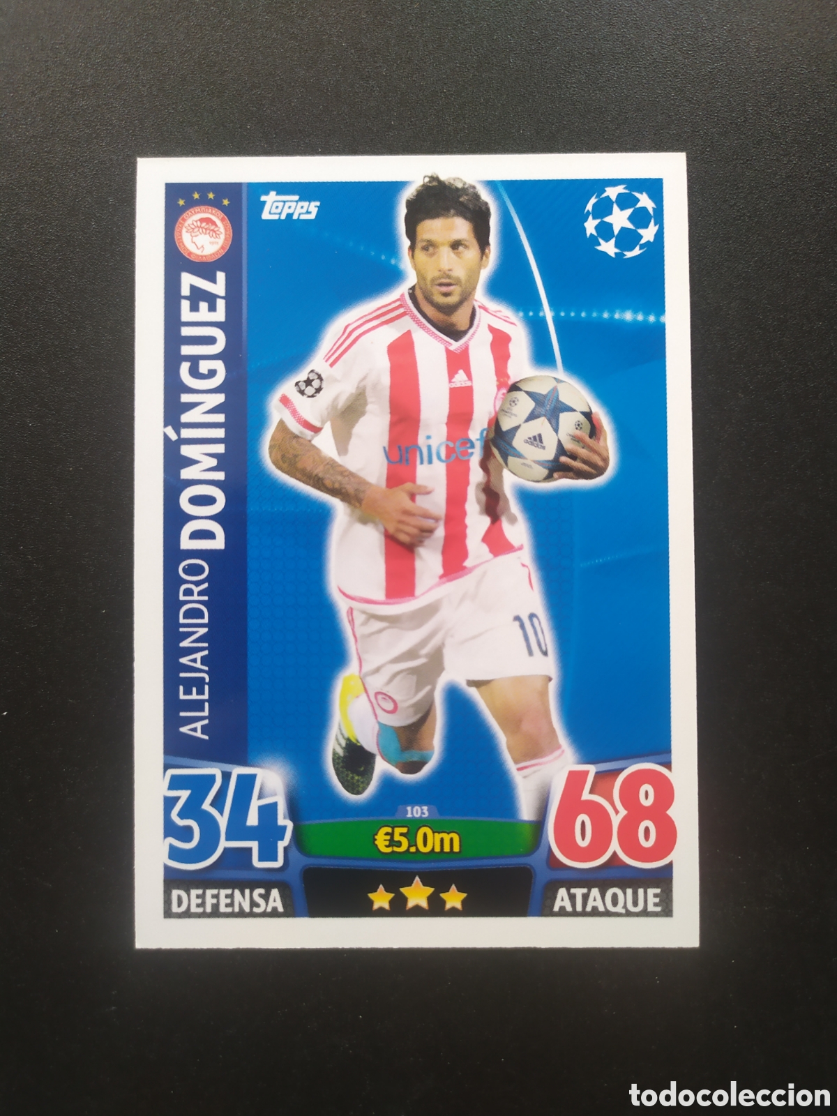 Cromos de f&uacute;tbol: UEFA Champions match attax topps 2015 2016 15 16 Dom&iacute;nguez n&deg; 103 Olympiacos