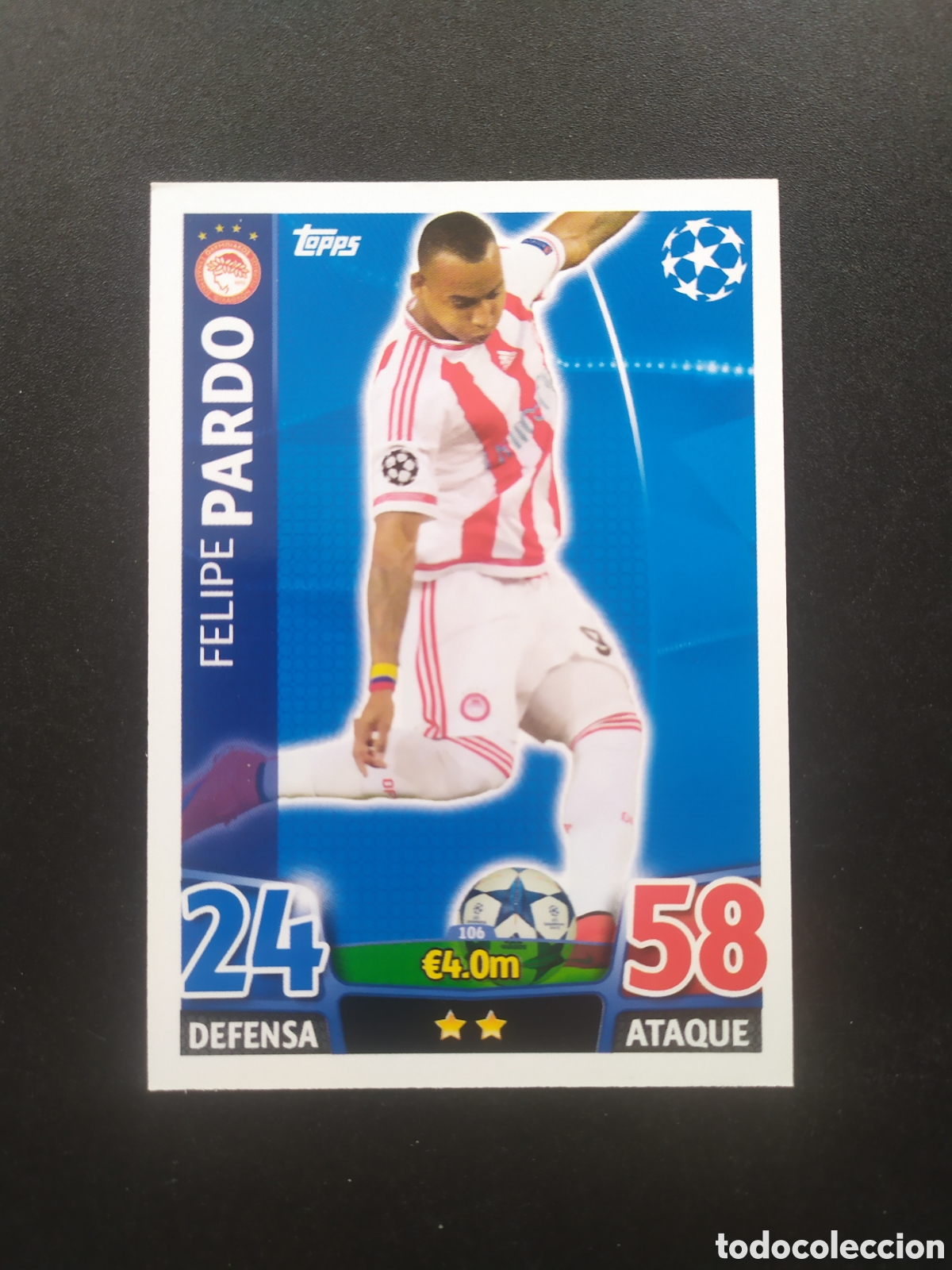 Cromos de f&uacute;tbol: UEFA Champions match attax topps 2015 2016 15 16 Pardo n&deg; 106 Olympiacos