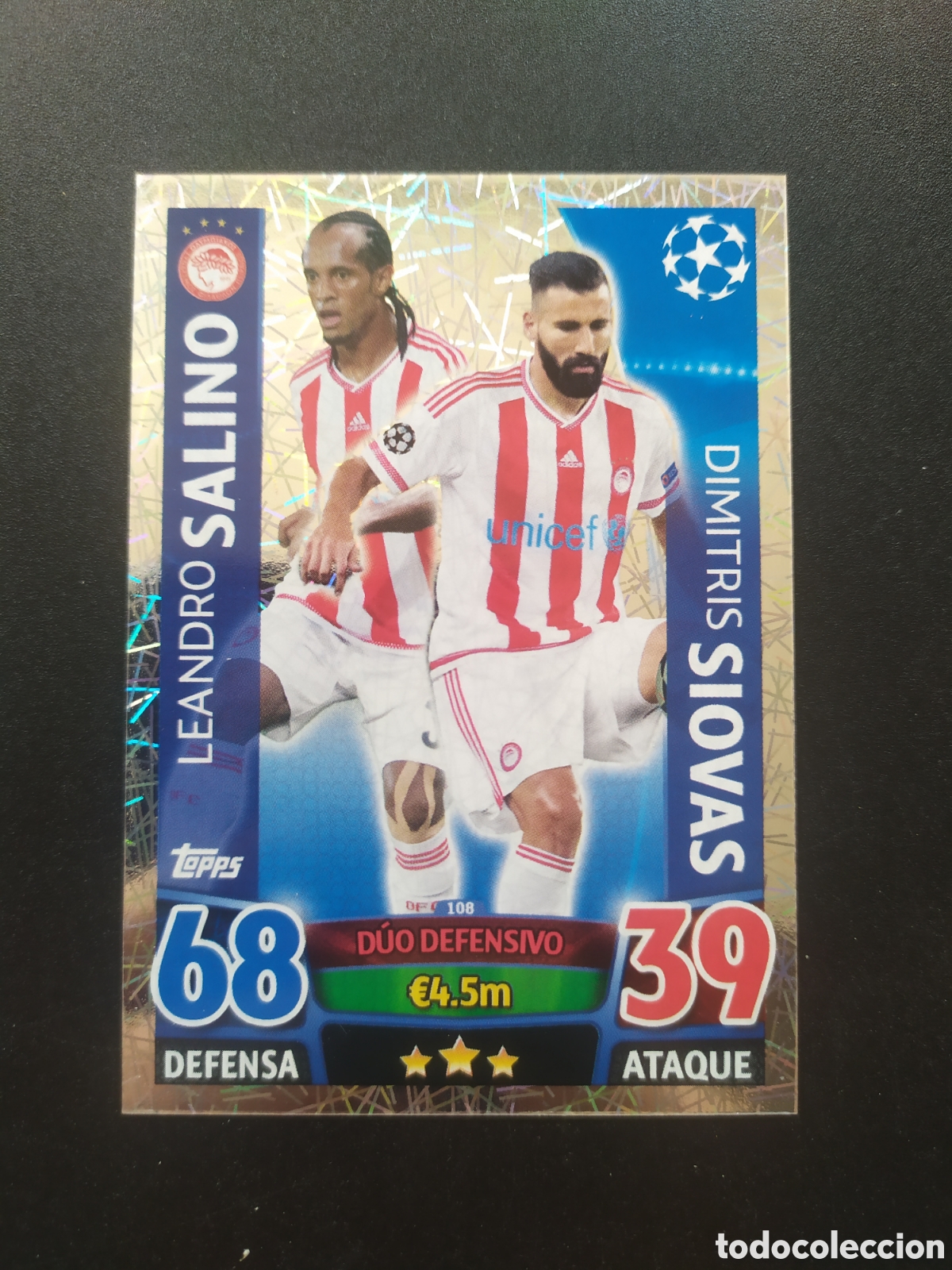 Cartes &agrave; collectionner de Football: UEFA Champions match attax topps 2015 2016 15 16 Salino Siobas n&deg; 108 Olympiacos
