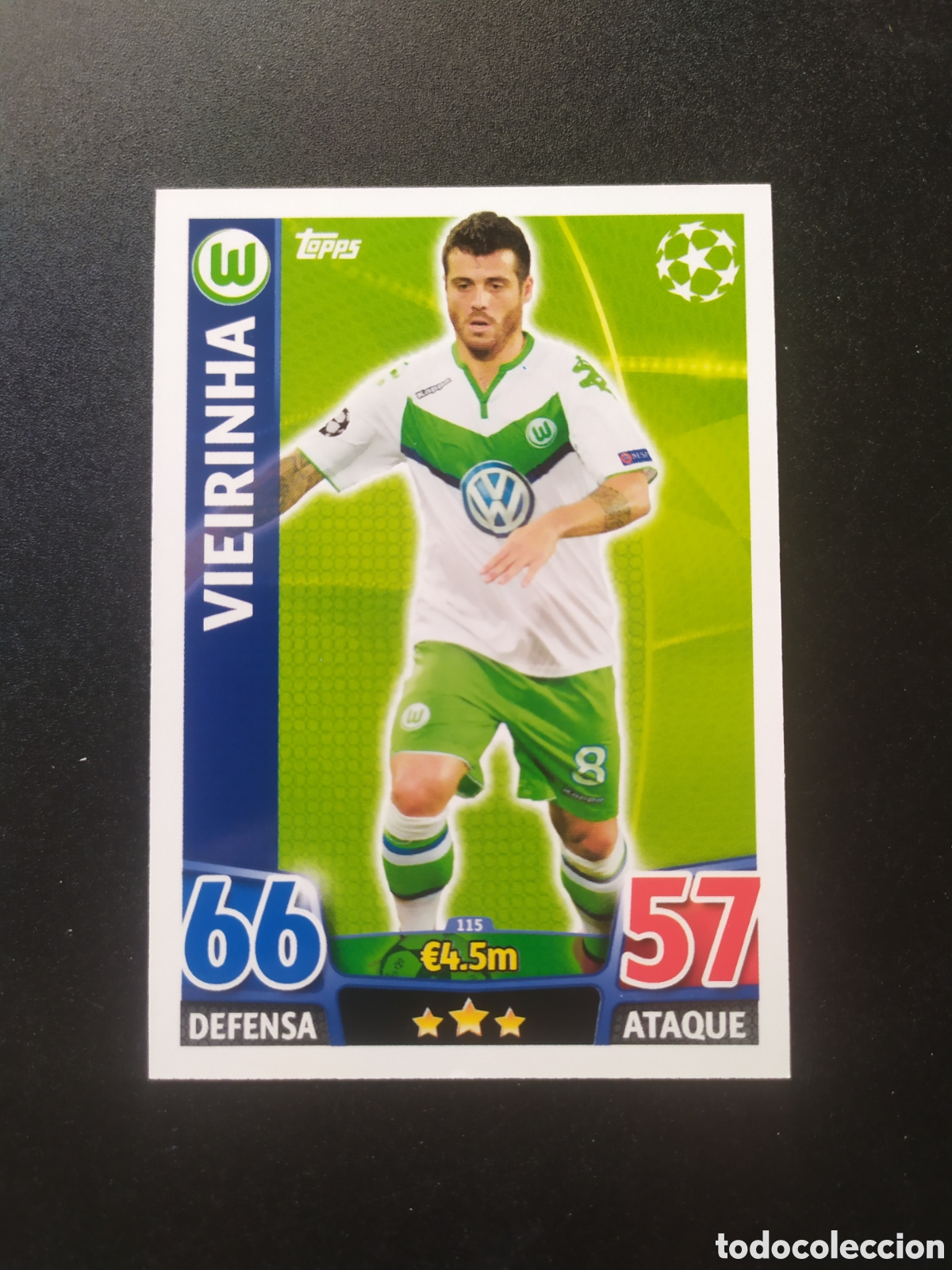 Cromos de f&uacute;tbol: UEFA Champions match attax topps 2015 2016 15 16 Vieirinha n&deg; 115 Wolfsburg