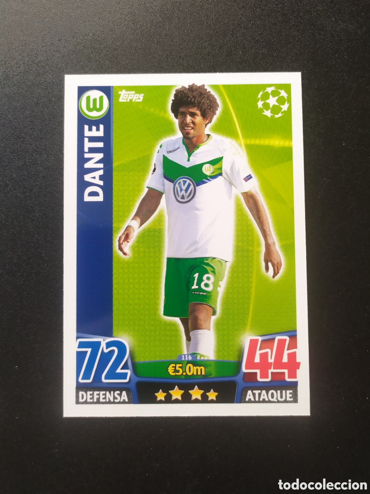 Cromos de f&uacute;tbol: UEFA Champions match attax topps 2015 2016 15 16 Dante n&deg; 116 Wolfsburg