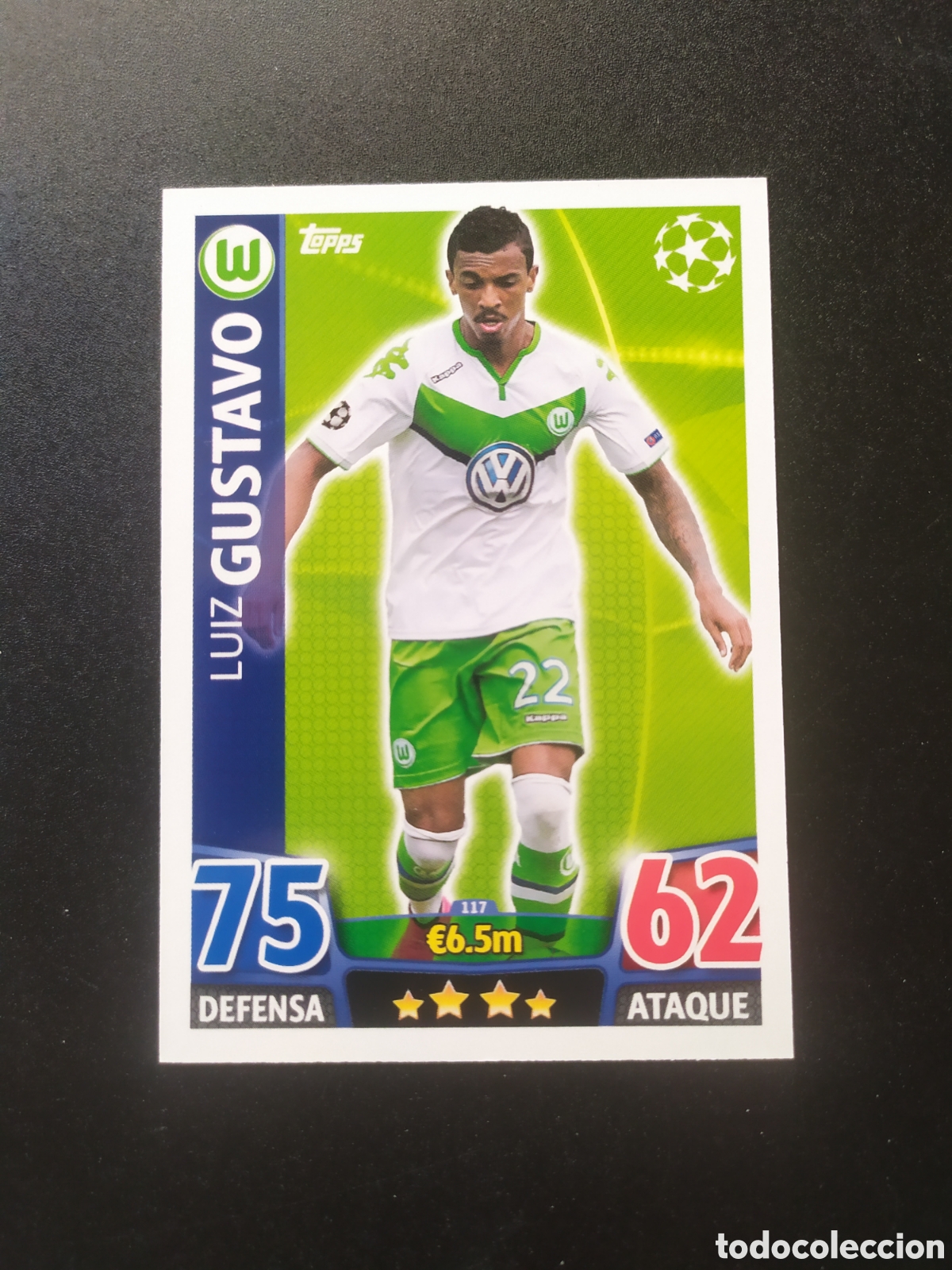 Cromos de f&uacute;tbol: UEFA Champions match attax topps 2015 2016 15 16 Luiz Gustavo n&deg; 117 Wolfsburg