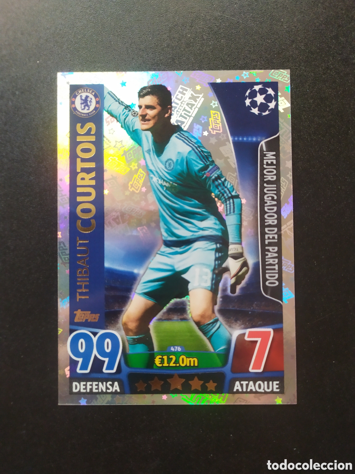 Cromos de f&uacute;tbol: UEFA Champions match attax topps 2015 2016 15 16 Courtois mejor jugador partido n&deg; 476 Chelsea