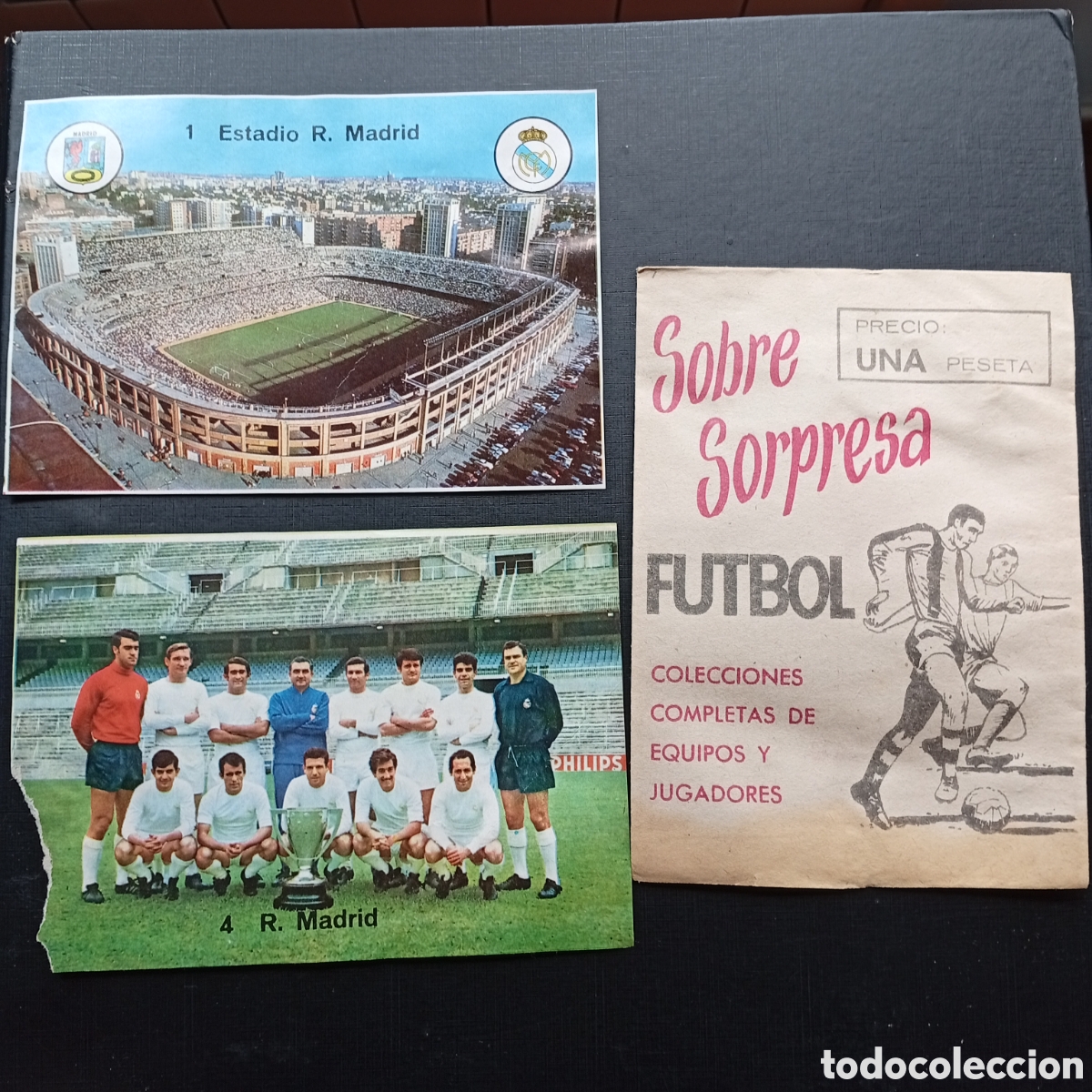 Cromos de f&uacute;tbol: BERGAS - REAL MADRID 1968, SANTAGO BERNABEU + SOBRE