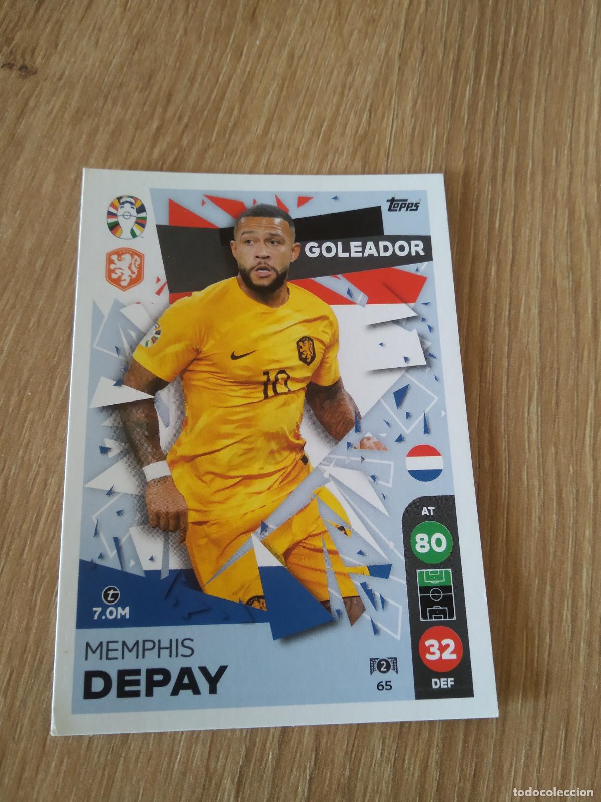 Cromos de f&uacute;tbol: 65 MEMPHIS DEPAY PAISES BAJOS HOLANDA CROMO FUTBOL TOPPS EURO 2024 MATCH ATTAX EUROCOPA