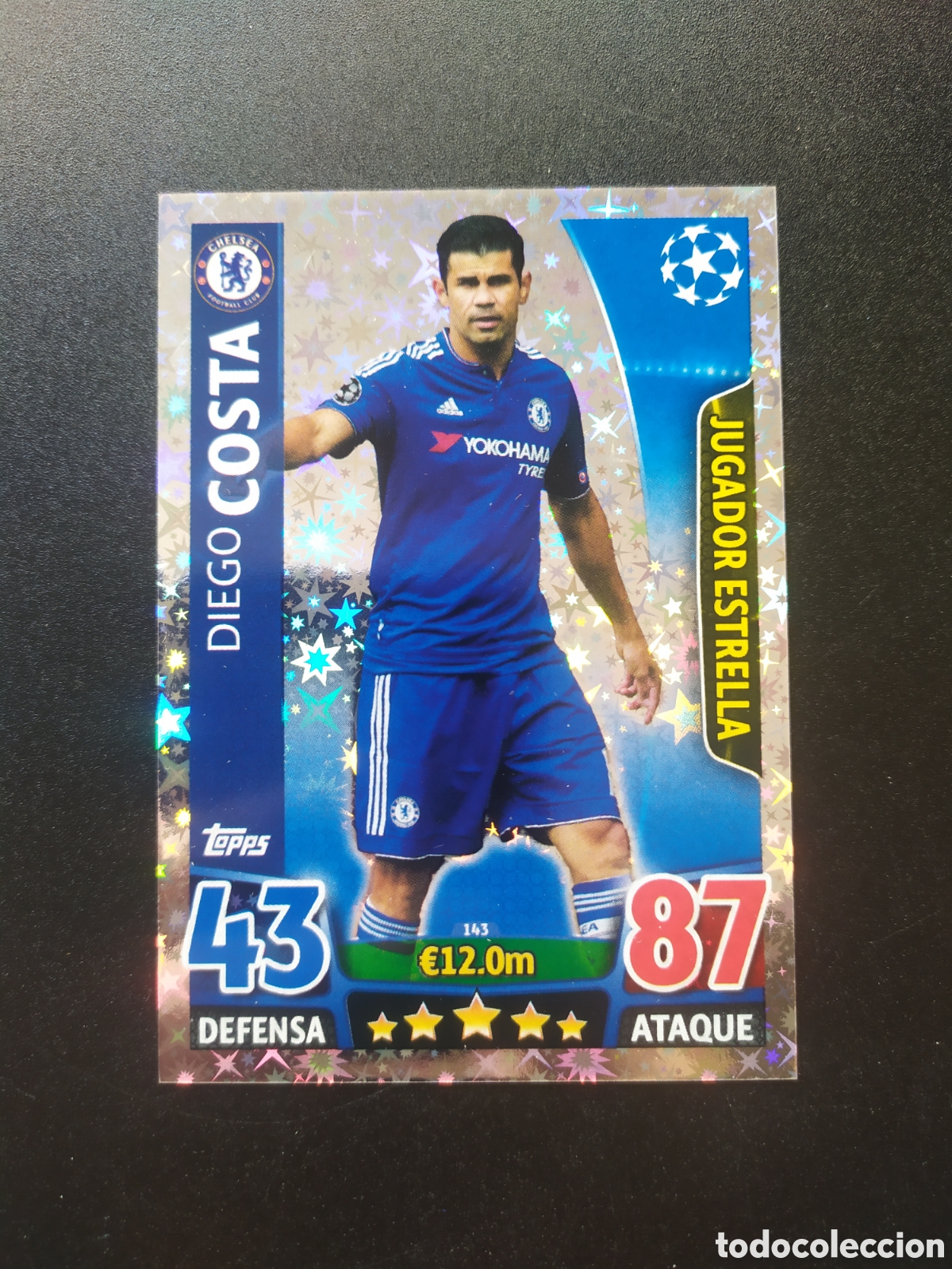 Cromos de f&uacute;tbol: UEFA Champions match attax topps 2015 2016 15 16 Diego Costa jugador estrella n&deg; 143 Chelsea