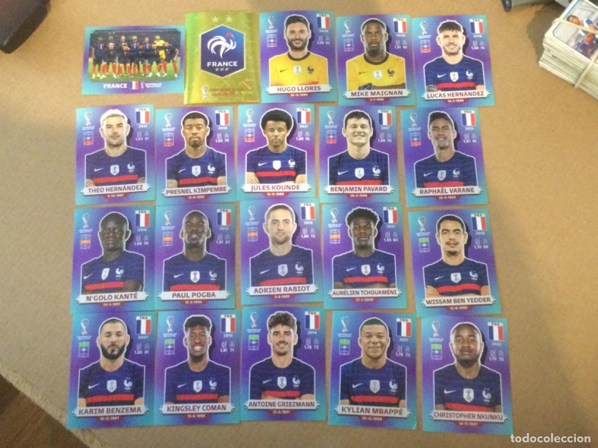 Cromos de f&uacute;tbol: Cromos panini mundial 2022, equipo de francia completo, Mbappe, benzema, griezmann, etc
