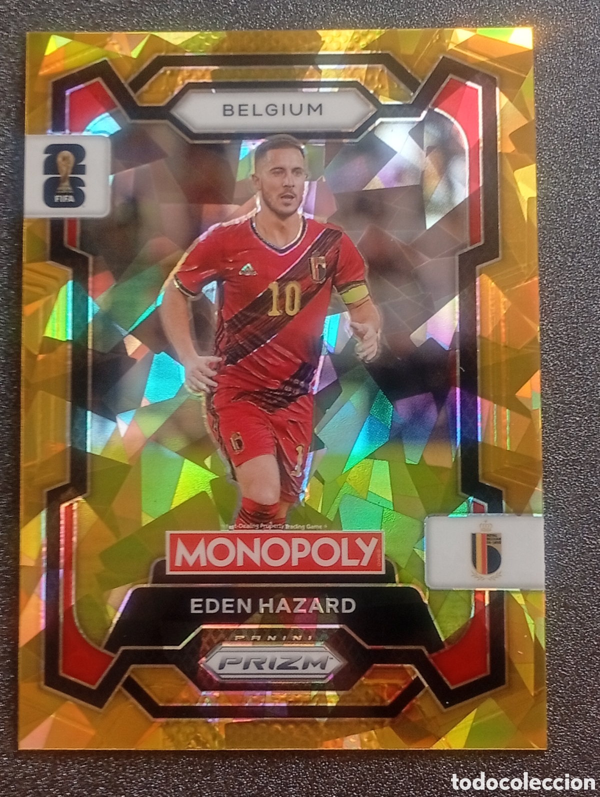 Football Stickers: 66 paralela cracked HAZARD BELGICA BELGIUM MONOPOLY FIFA 2026 WORLD CUP MUNDIAL TOPPS PANINI PRIZM