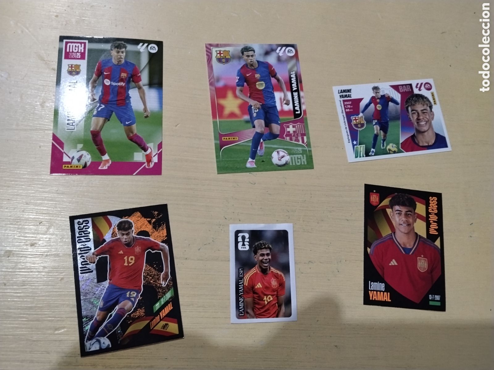 Cromos de f&uacute;tbol: Lote de 6 Cromos / Cards Lamine Yamal - FC Barcelona y Selecci&oacute;n Espa&ntilde;ola