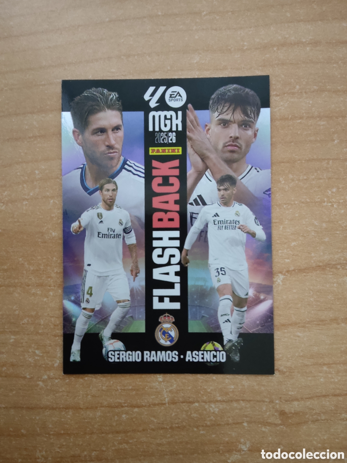 Cromos de f&uacute;tbol: 431 SERGIO RAMOS Y ASENCIO REAL MADRID FLASHBACK MEGACRACKS 2025 2026