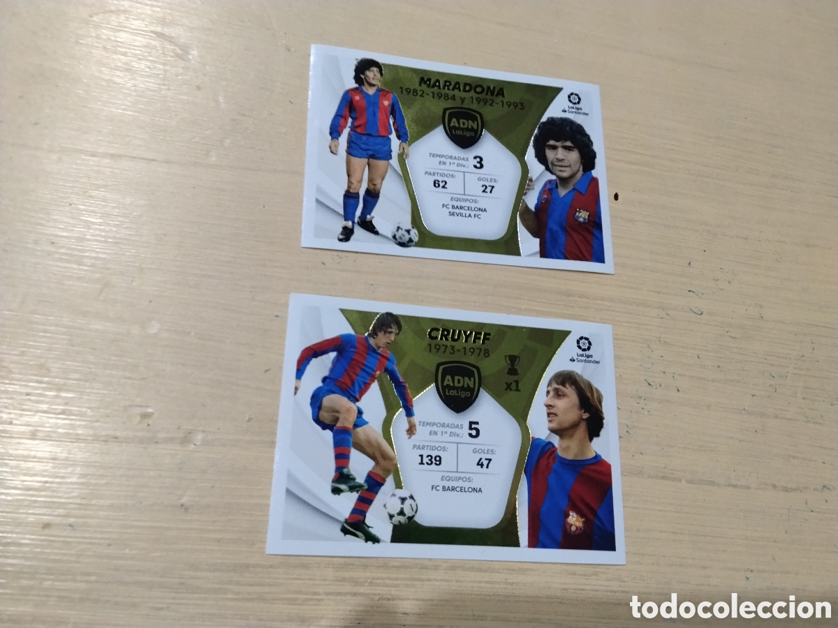 Cromos de f&uacute;tbol: Ed. Este 2021 - 22 Adn Diego Armando Maradona y Johan Cruyff ( FC Barcelona ) ( sin pegar )