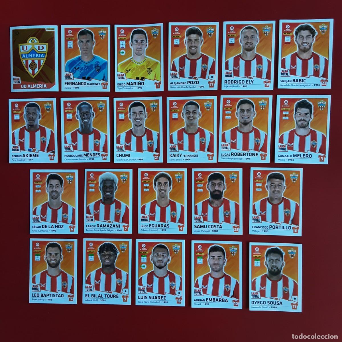 Fu&szlig;ball-Sticker: EQUIPO COMPLETO ALMERIA LALIGA TOTAL TEMPORADA 2022 2023 22 23 PANINI NUNCA PEGADO