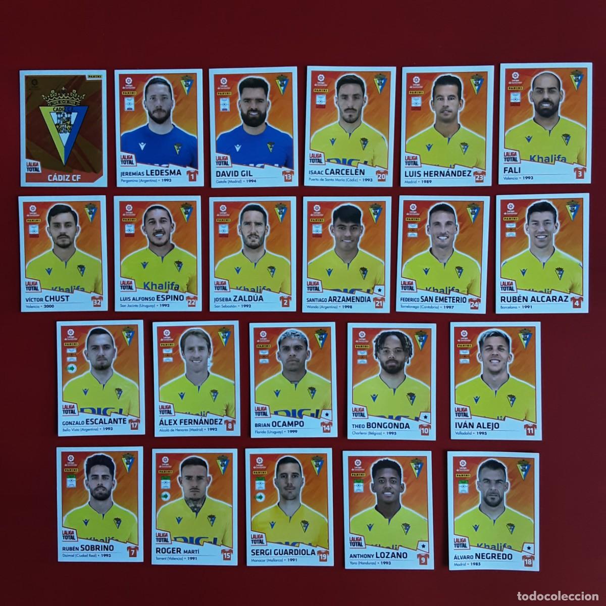 Cromos de f&uacute;tbol: EQUIPO COMPLETO CADIZ LALIGA TOTAL TEMPORADA 2022 2023 22 23 PANINI NUNCA PEGADO